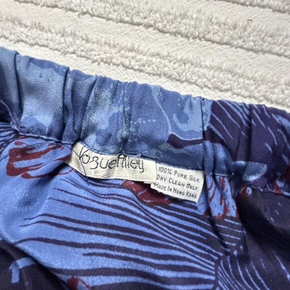 Vintage Vogue Alley Button Down Top Skirt Set Size 4 Purple Pure Silk Printed - Picture 10 of 13